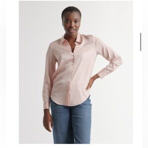 Quince Women's Soft Pink Washable Stretch Silk Blouse